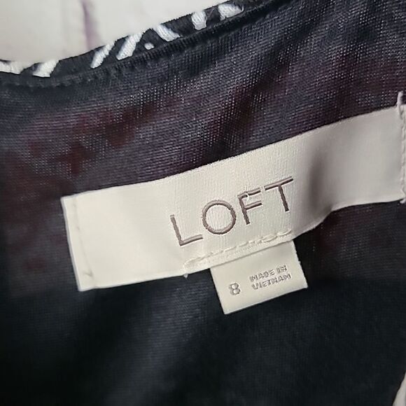 Loft Riverwalk Fit & Flare Geo Stripe Print Sleeveless Jersey Dress Size 8 Knee - Picture 4 of 11